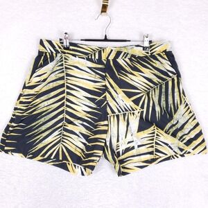 Double Rainbouu Swim Trunks Mens Large Palm Tree Print Black Yellow Board Shorts